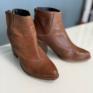 Sol Sana Brown Leather Block Heel Ankle Boots | EU 38